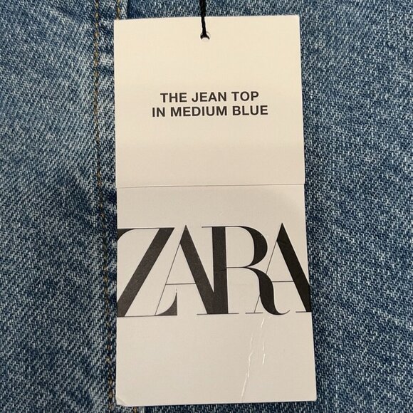 ZARA The Jean Top In Medium Blue Corset Womens Xs Strapless Bustier Denim NWT - Picture 9 of 11